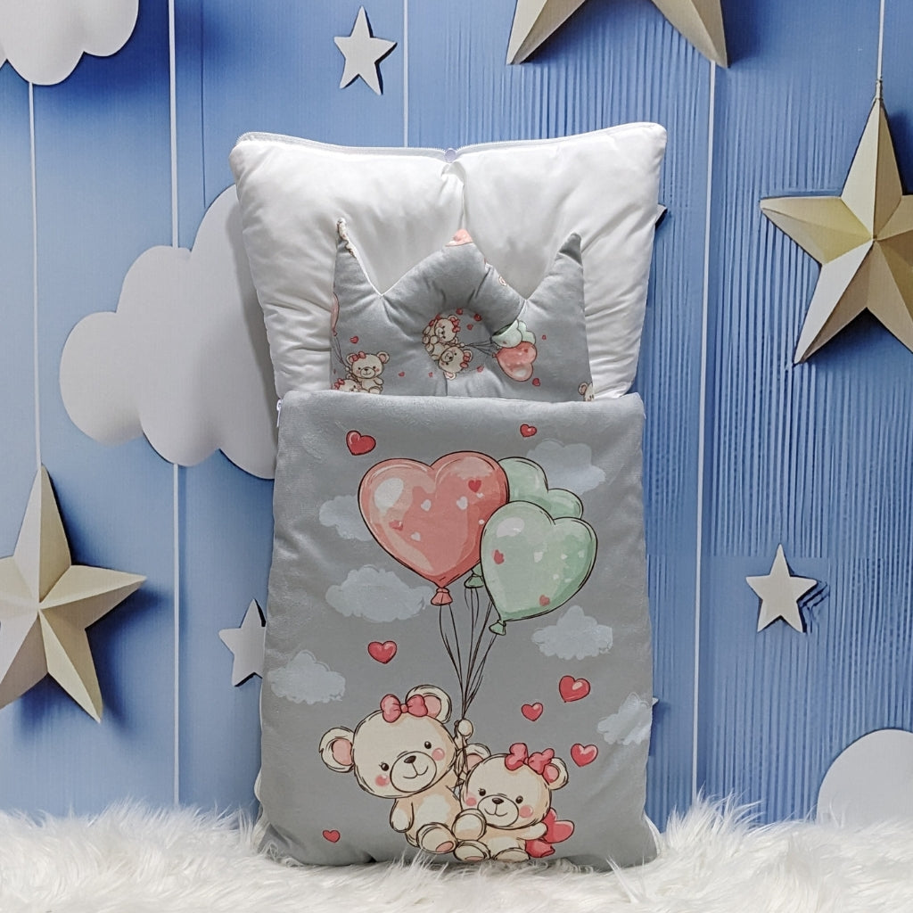 Velvet Baby Carry Nest – Grey | Teddy Love Edition