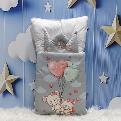 Velvet Baby Carry Nest – Grey | Teddy Love Edition