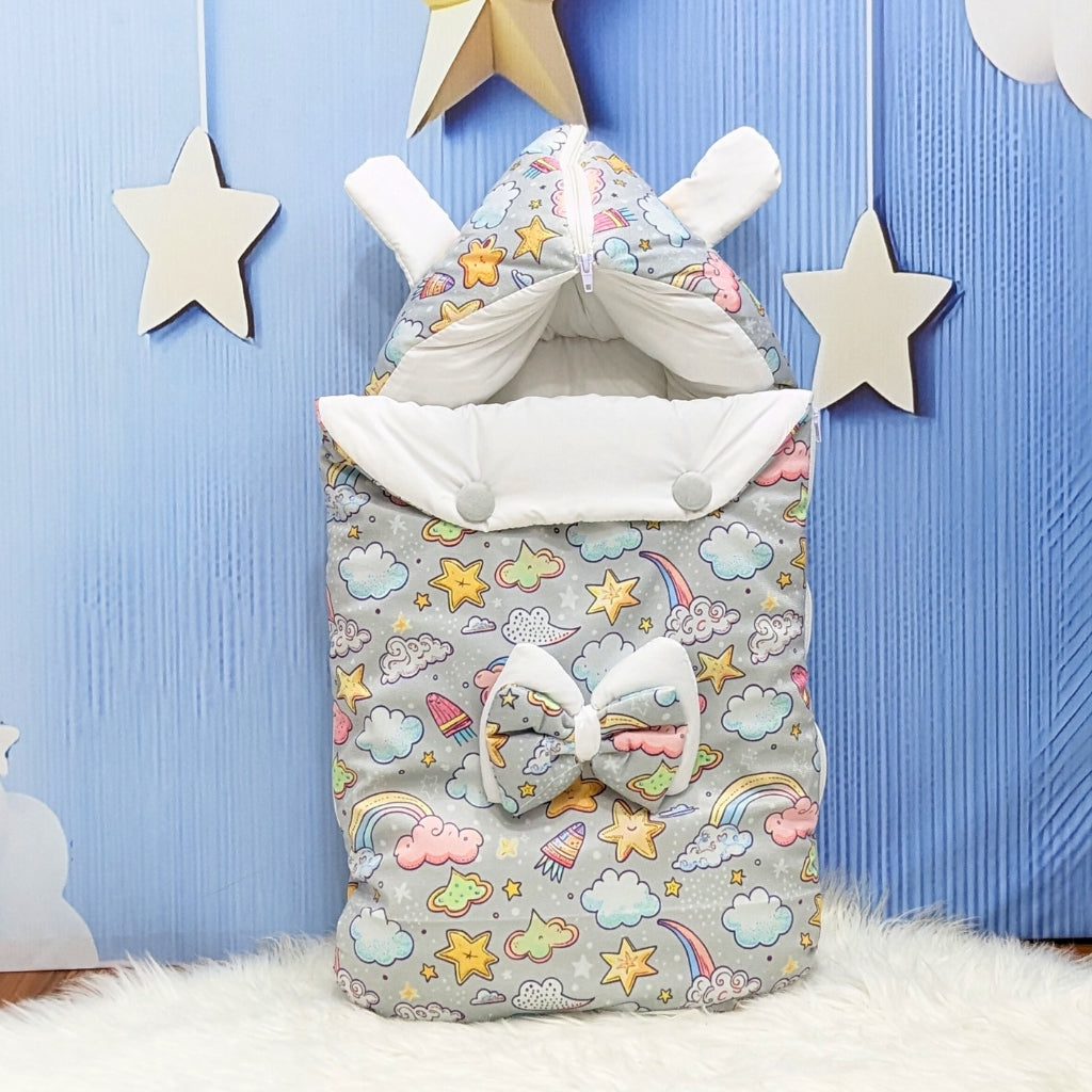 Premium Velvet Cloudy Dreams Bedding Set - 8 Pieces (Light Grey) | Large