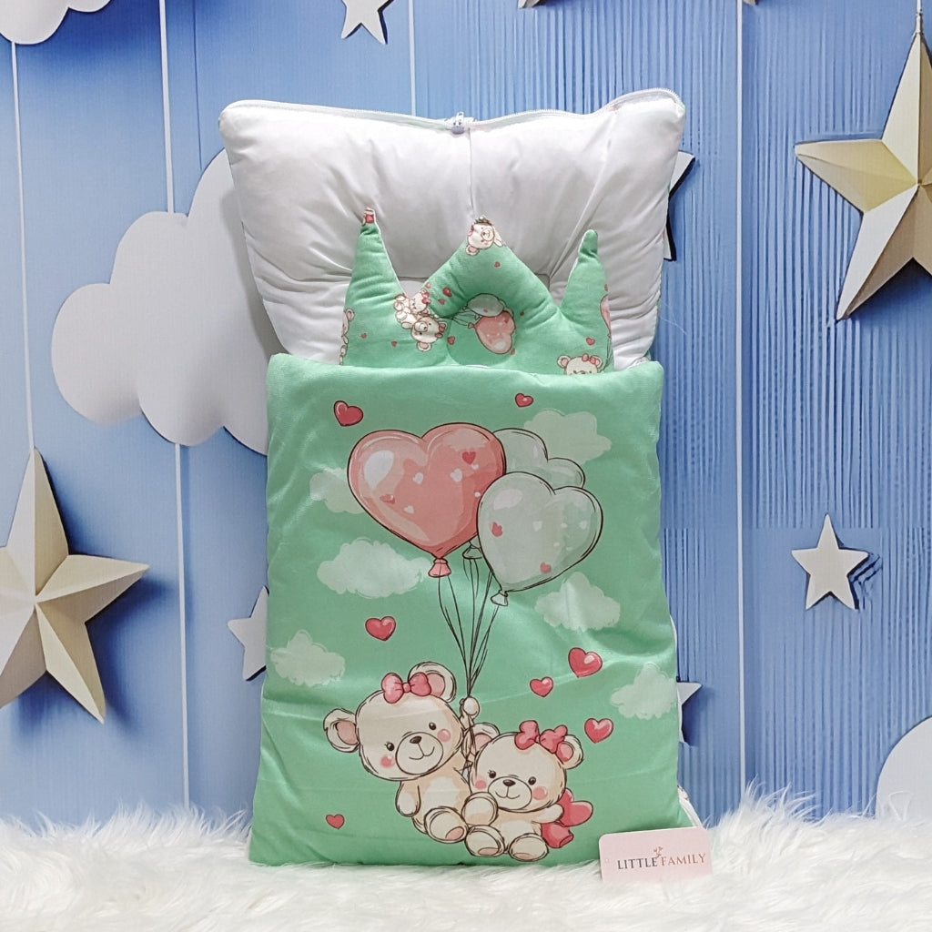 Velvet Baby Carry Nest – Green | Teddy Love Edition