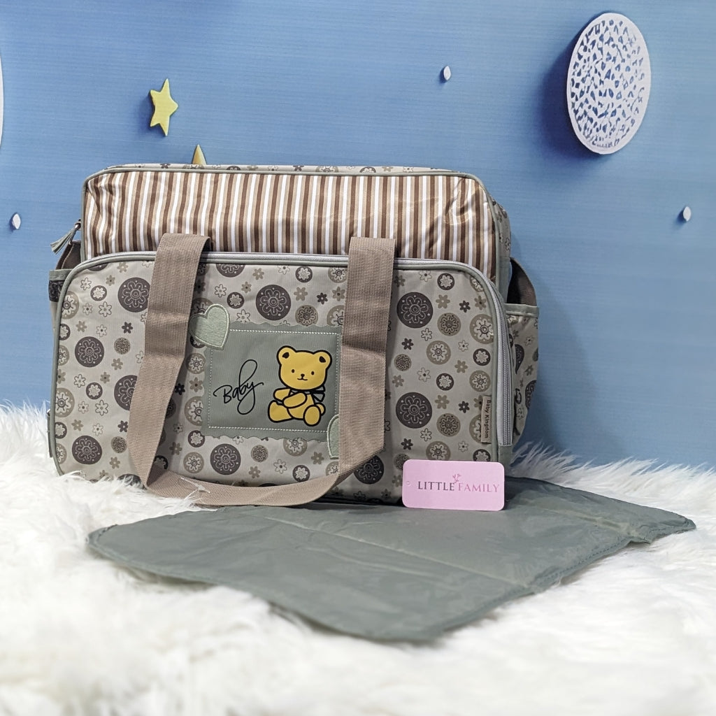 2-Piece Baby Diaper Bag Set with Changing Mat - Brown