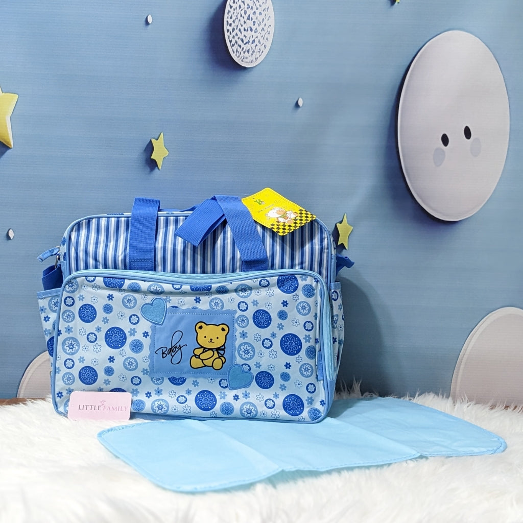 2-Piece Baby Diaper Bag Set with Changing Mat - Blue