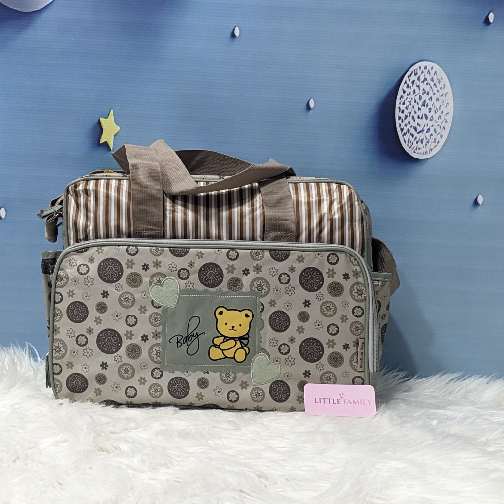 2-Piece Baby Diaper Bag Set with Changing Mat - Brown