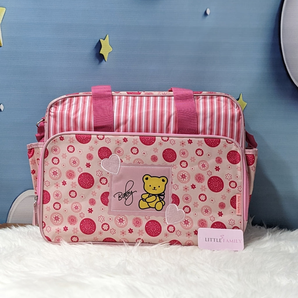 2-Piece Baby Diaper Bag Set with Changing Mat - Pink