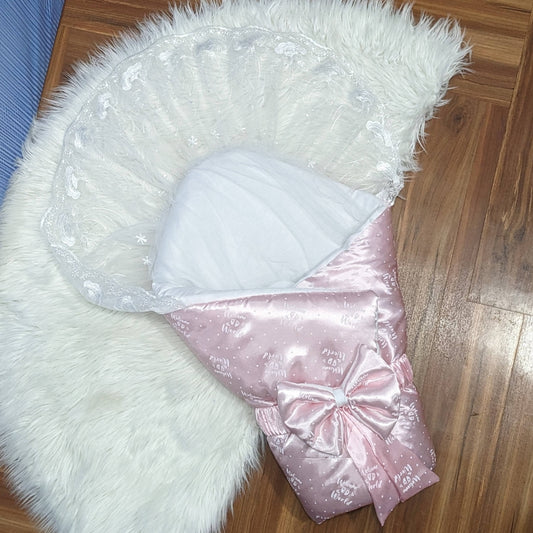 Premium Silk Newborn Baby Carry Nest | "Welcome to the World" - Pink