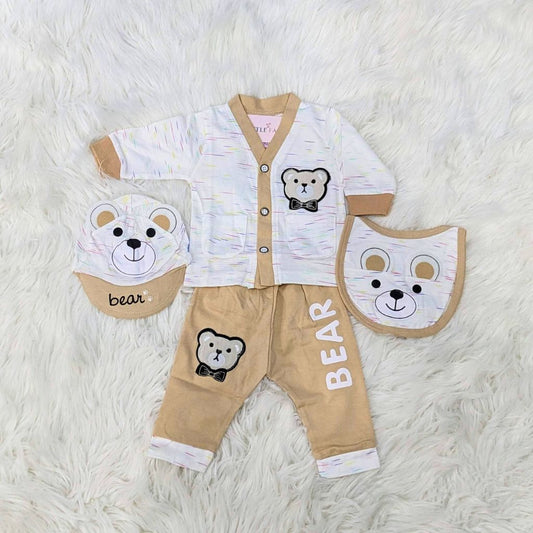 N795 Bear-Themed 4-Piece Baby Outfit Set