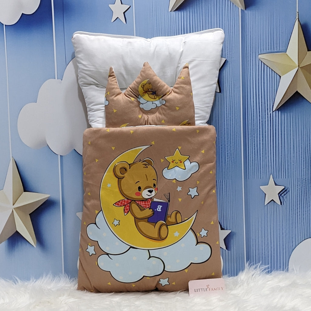 Soft Poly Cotton Baby Carry Nest | Teddy On Moon Edition – Soft Camel