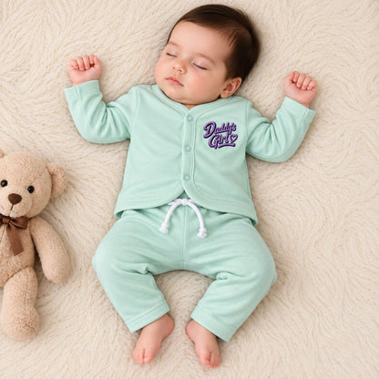 Premium 2-Piece Baby Night Suit | "Daddy's Girl" Print - Mint Green