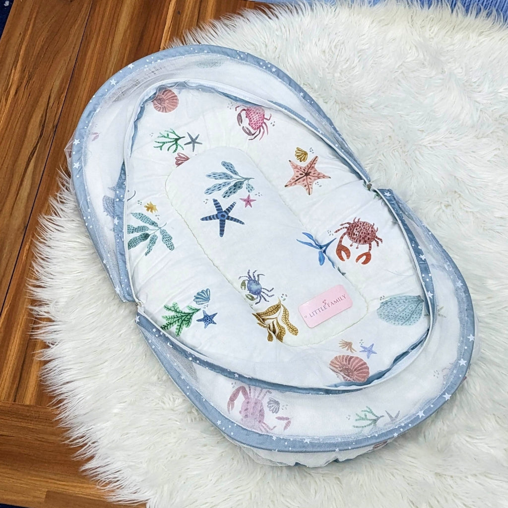 Starry Dreams Baby Bedding Set - 8 Pieces (Blue Gray) | Large