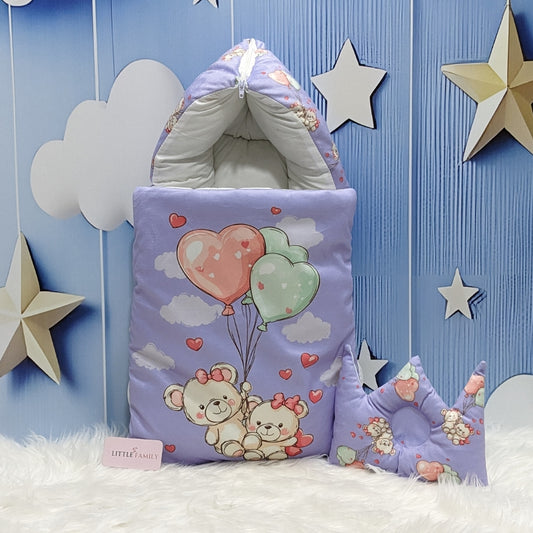 Velvet Baby Carry Nest – Lavender | Teddy Love Edition