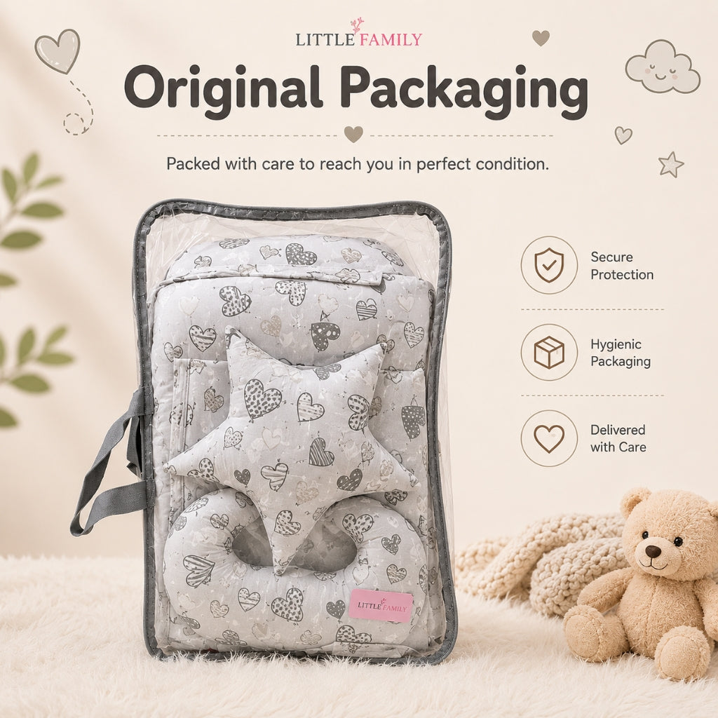 Premium Baby Cot Bedding Set - White Heart