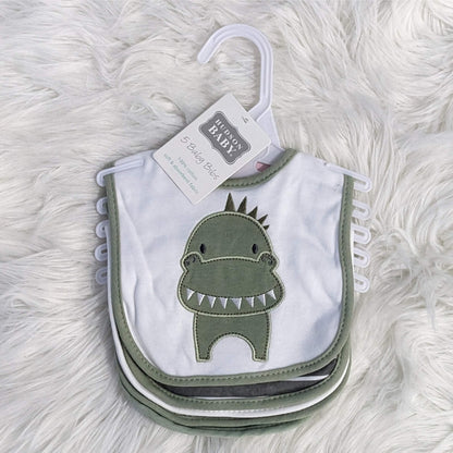 Premium Soft Cotton Absorbent Baby Bibs – 5-Piece | Dino