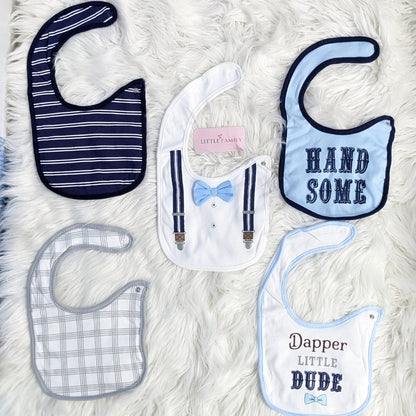 Premium Soft Cotton Absorbent Baby Bibs – 5-Piece | White Formal