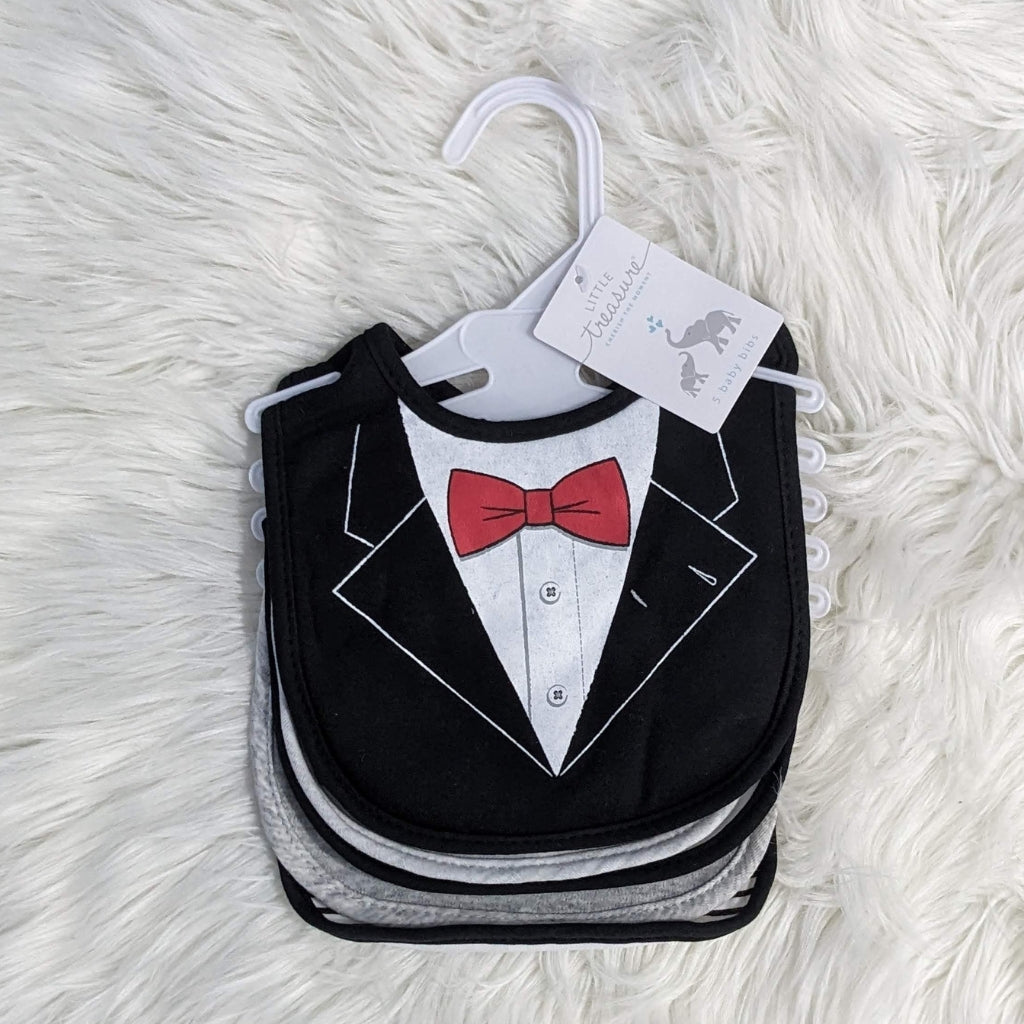 Premium Soft Cotton Absorbent Baby Bibs – 5-Piece | Black Formal
