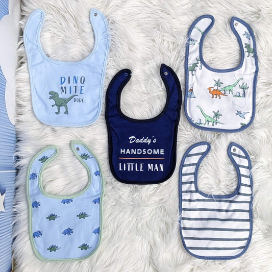 Premium Soft Cotton Absorbent Baby Bibs – 5-Piece | Handsome Little Man