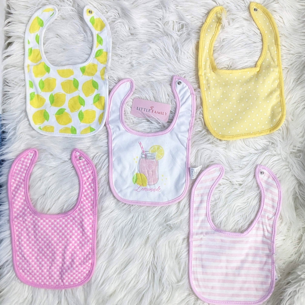 Premium Soft Cotton Absorbent Baby Bibs – 5-Piece | Lemonade
