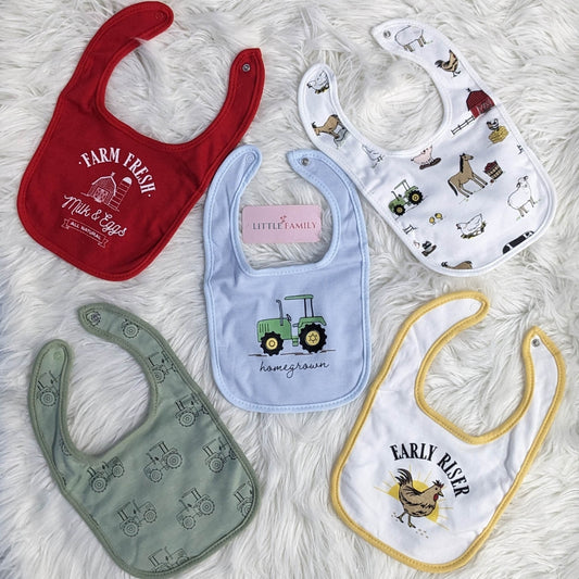 Premium Soft Cotton Absorbent Baby Bibs – 5-Piece | Jeep