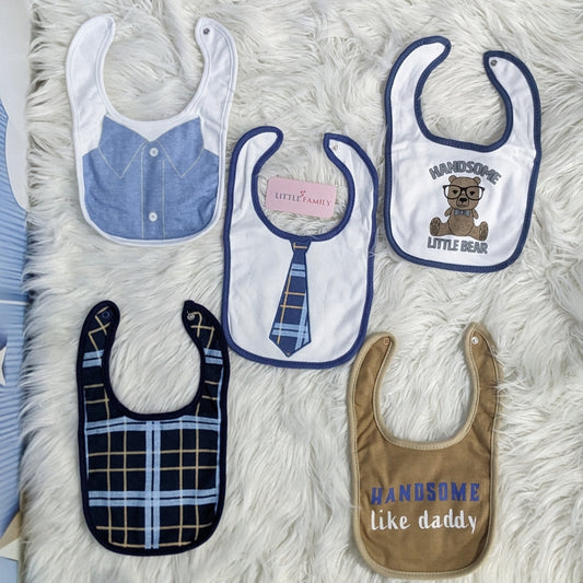 Premium Soft Cotton Absorbent Baby Bibs – 5-Piece | Formal