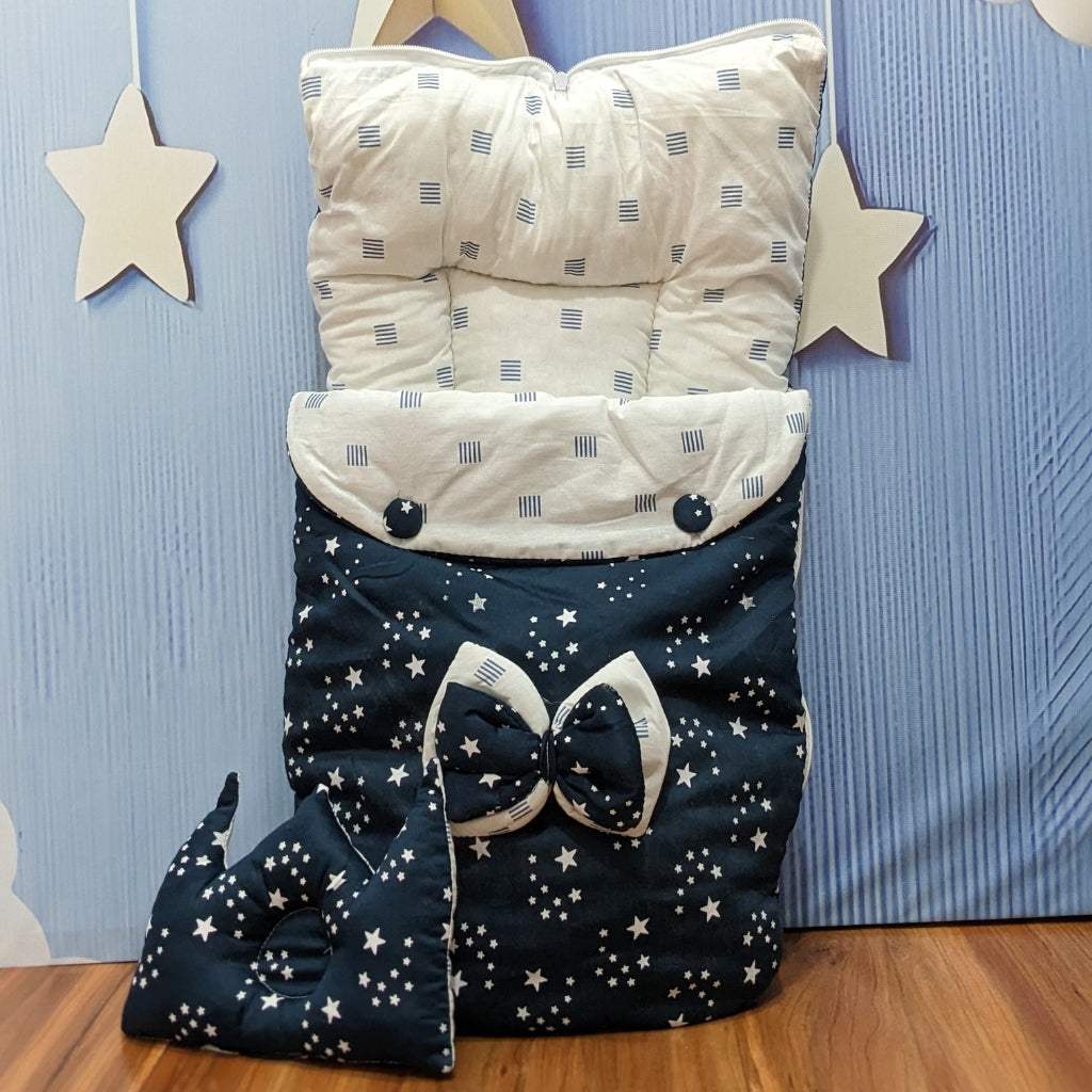 Starry Dreams Baby Bedding Set - 8 Pieces (Navy Blue) | Large