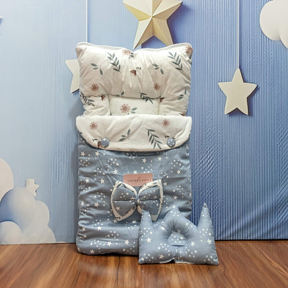 Starry Dreams Baby Bedding Set - 8 Pieces (Blue Grey) | Large