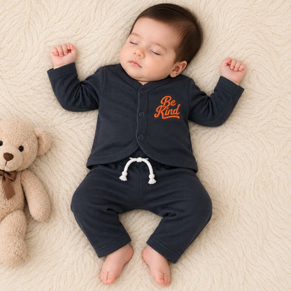 Premium 2-Piece Baby Night Suit | "Be Kind" Print - Black