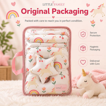 Premium Baby Cot Bedding Set - Unicorn Blossom