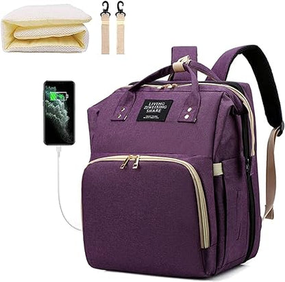 Baby Bag & Convertible Travel Bed (Backpack, Mattress, Hook Belts)