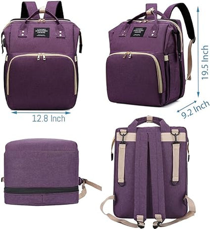 Baby Bag & Convertible Travel Bed (Backpack, Mattress, Hook Belts)