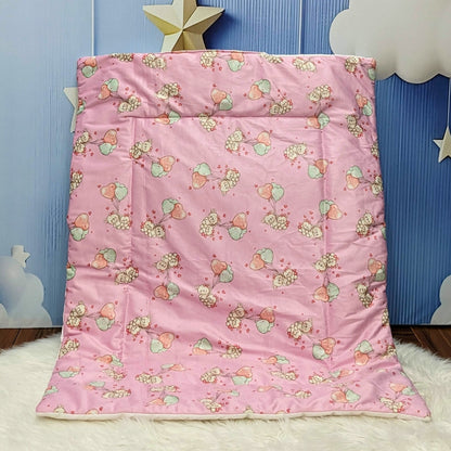 Premium Velvet Teddy Love Bedding Set - 8 Pieces (Pink) | Large