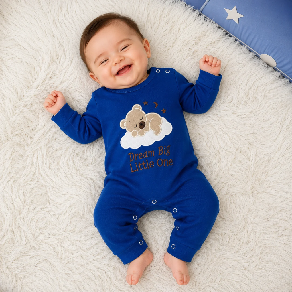 Premium Baby Full Body Romper - Little Bear Theme | Blue