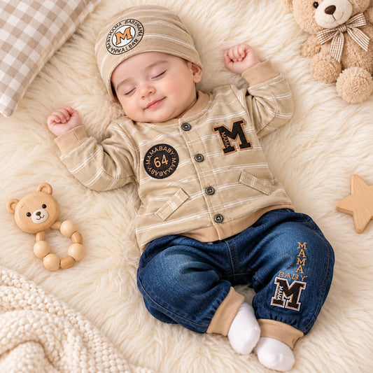 Baby Boy Bomber Jacket & Denim Overalls Set