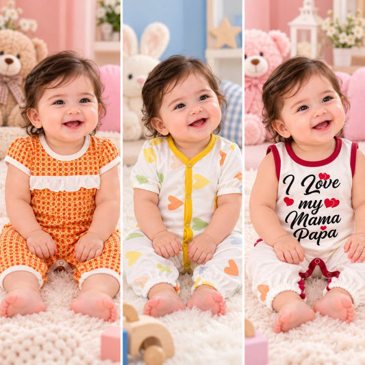 3-Piece Baby Girl Sleep Suit Set – Collection