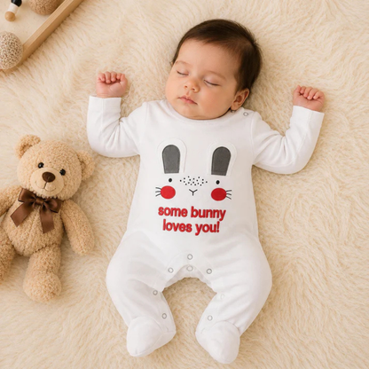 Premium Bunny Theme Baby Romper | White