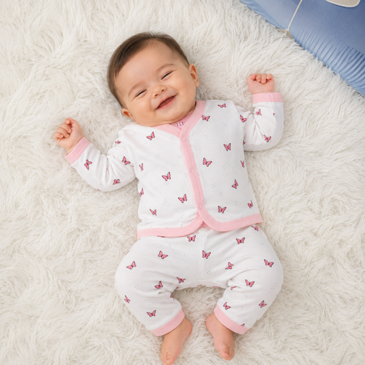Premium Baby 2-Piece Baby Outfit Set – Pink Butterfly