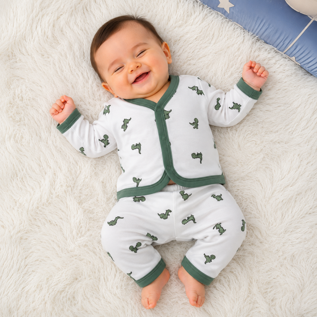 Premium Baby 2-Piece Baby Outfit Set – Green Dino