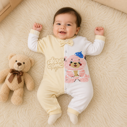 Premium Bear Buddy Theme Baby Romper | Cream