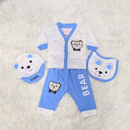 N795 Bear-Themed 4-Piece Baby Outfit Set