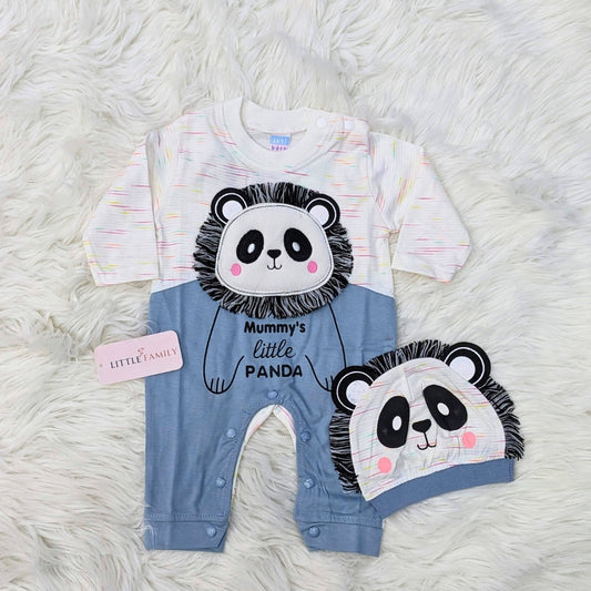 N-725 Panda & Lion Baby Romper Set