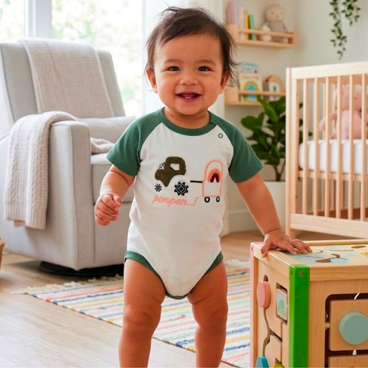 Premium Baby Bodysuit - Ponpon Theme | Sage Green