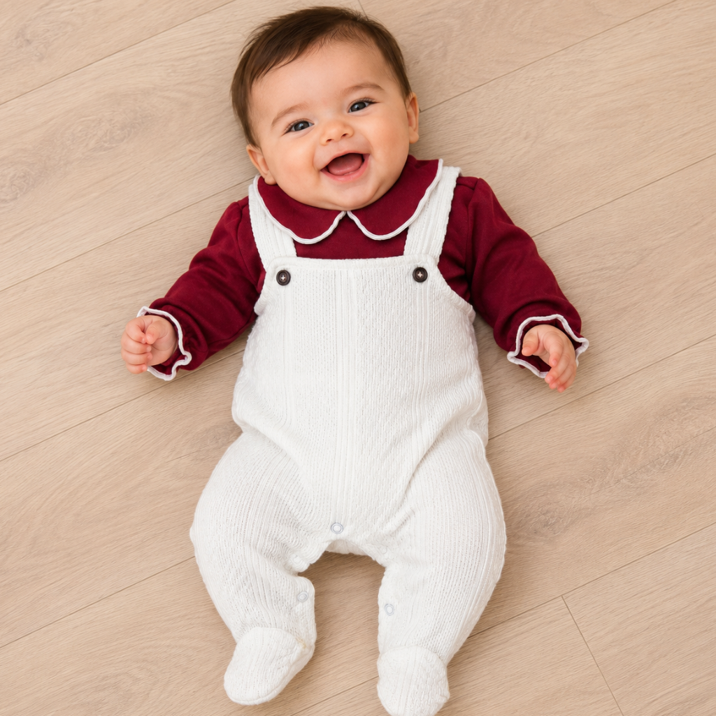 Baby 2-Piece Romper Set - Crimson
