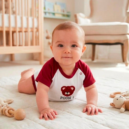 Premium Baby Bodysuit - Pooh Theme | Maroon