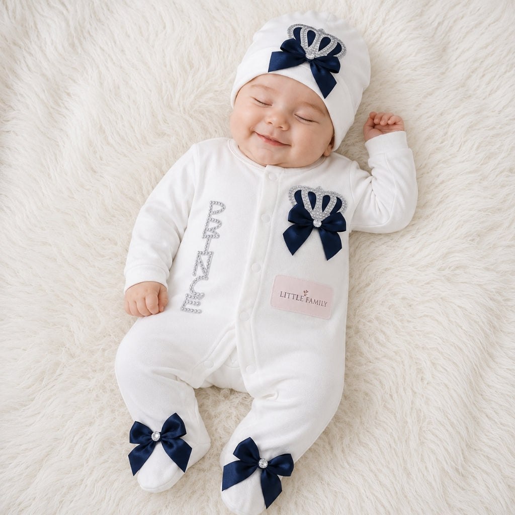 Turkish-Style Baby Gift Set – Navy Blue Little Prince Edition (5 Pieces)