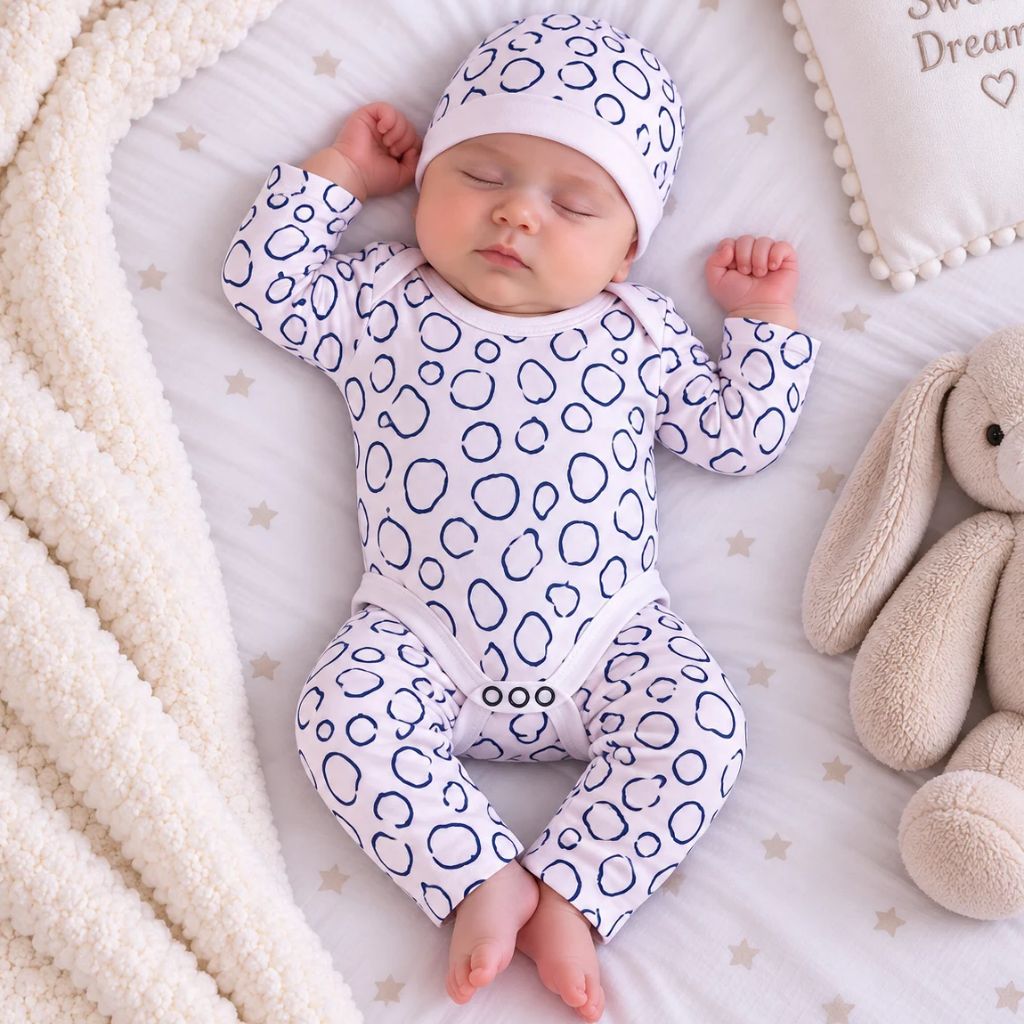Premium 3-Piece Baby Bodysuit Set | "Pebble" Print - Pink