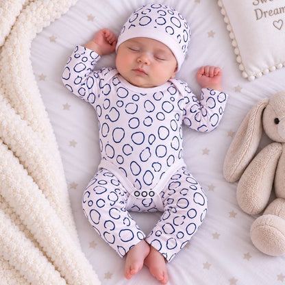 Premium 3-Piece Baby Bodysuit Set | "Pebble" Print - Pink