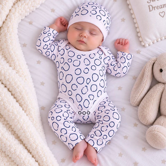 Premium 3-Piece Baby Bodysuit Set | "Pebble" Print - Pink