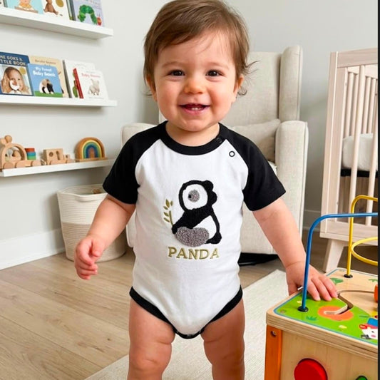 Premium Baby Bodysuit - Panda Theme | Black