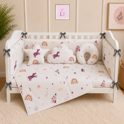 Premium Baby Cot Bedding Set - Unicorn