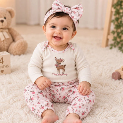 Premium Baby Full-Sleeve Bodysuit 3-Piece Set - Floral