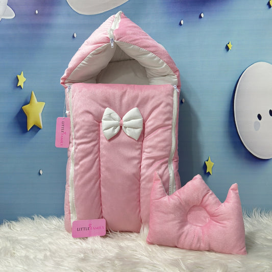 Velvet Baby Carry Nest - Baby Pink