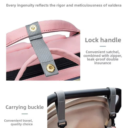 Baby Bag & Convertible (Portable Cot, & Changing Mat) - Dusty Rose-Grey